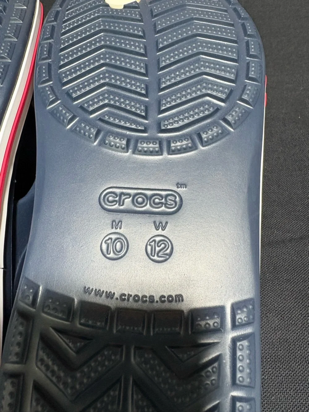 CROCS Unisex Red, White & Blue Bayaband Flip Flops Men’s Size 10